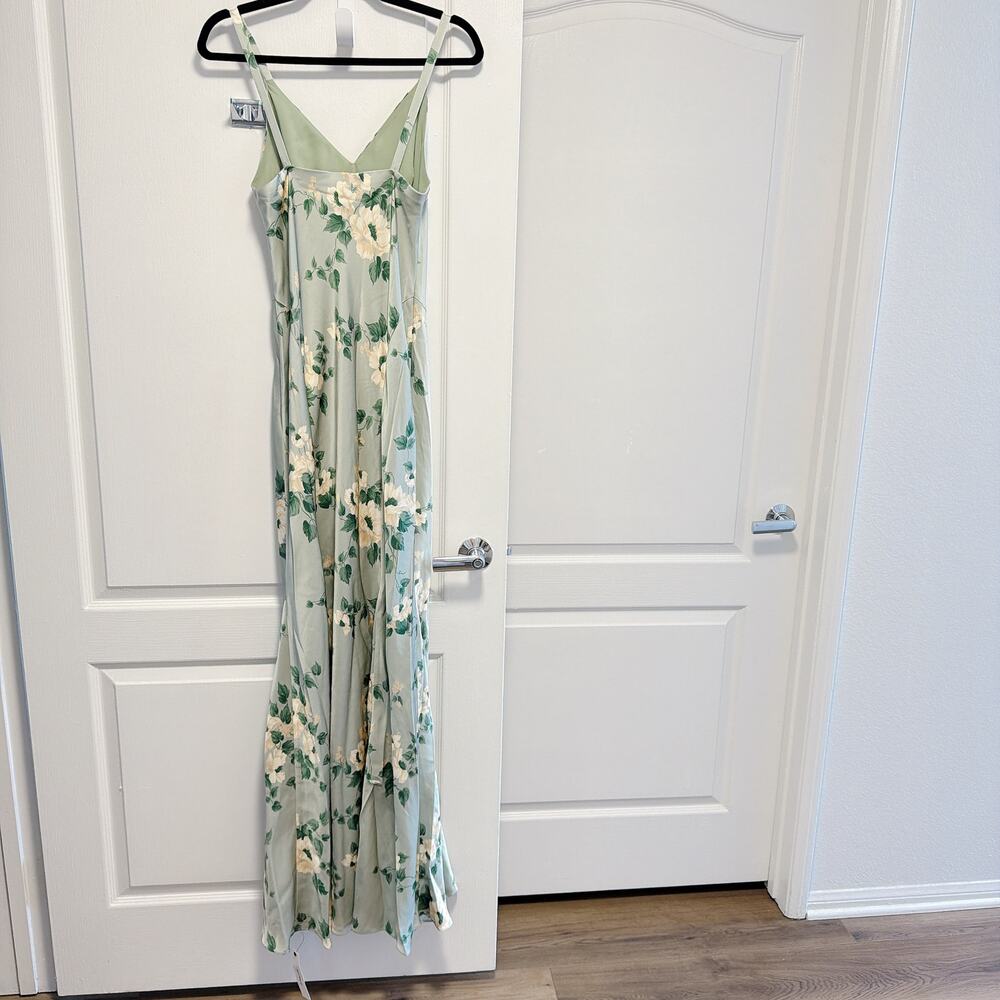 Reformation Tyler Satin Dress, Shade Garden Green, Size 6 NWT - Picture 5 of 7